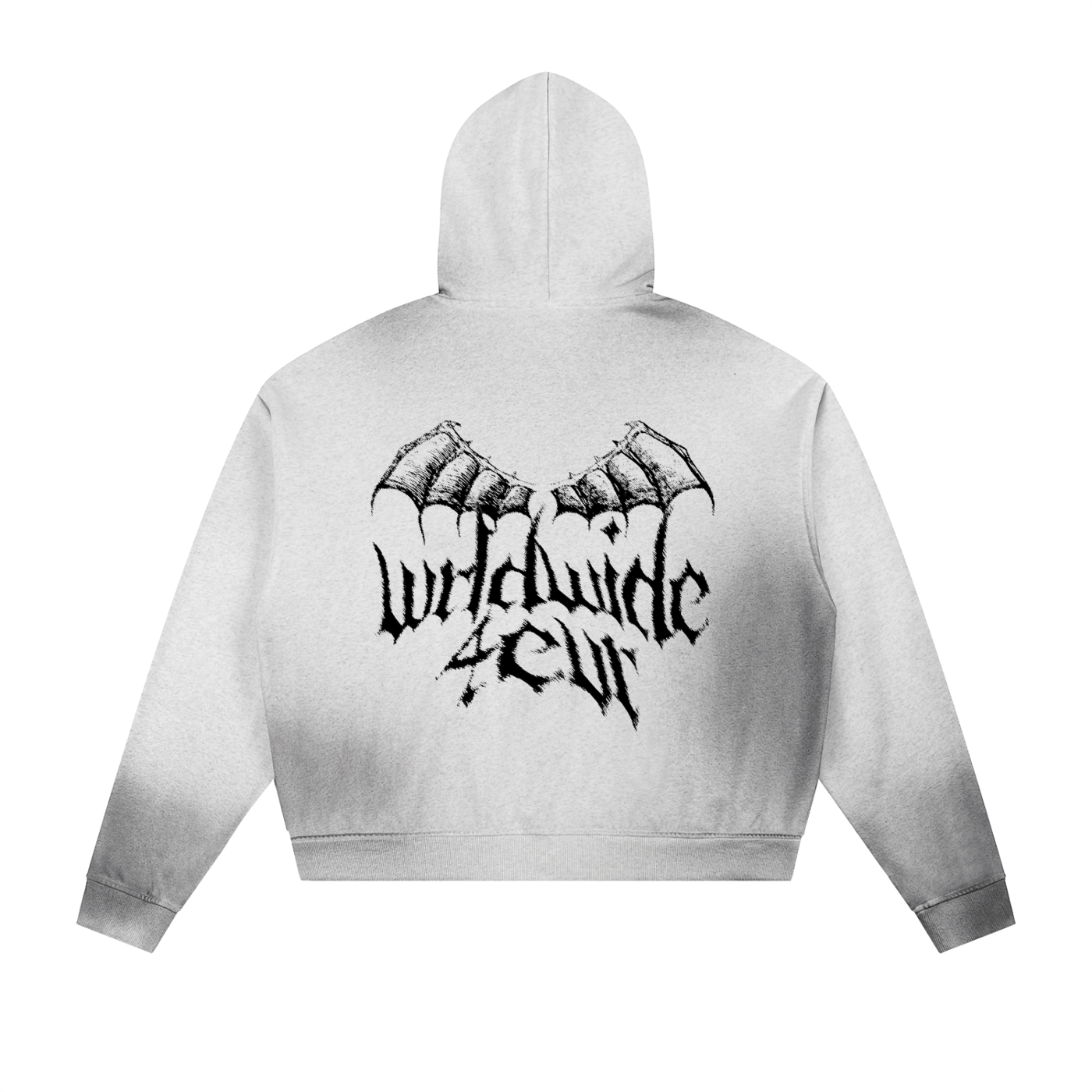 Midnight Luvrs “White” Sun Fade Frayed Raw Edge Zip Hoodie