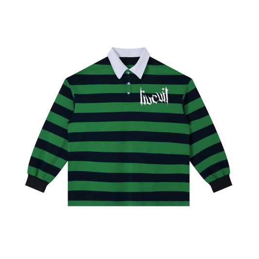 “GOD HATE ME” Leprechaun Green Color Block Stripe Polo Shirt