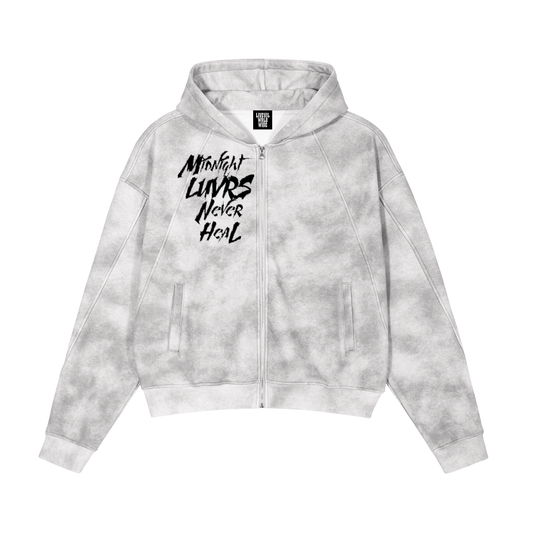 Midnight Luvrs Dirty Washed Zip-Up Hoodie
